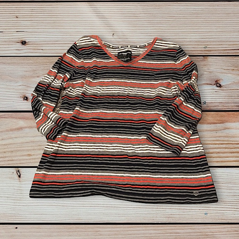 Liz Claiborne Sport Stripe 3/4 Sleeve Shirt
